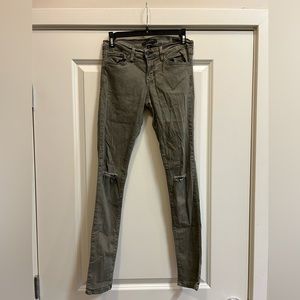 Flying Monkey Skinny Olive Green Jeans with Knee Holes - size 27